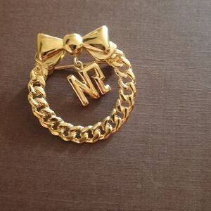 Vintage Nina Ricci NR Logo Brooch